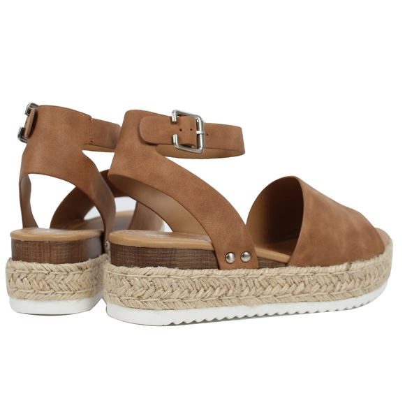 Tan Open Toe Halter Ankle Strap Espadrill - Picture 4 of 6